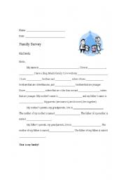 English worksheet: ESL Family Survey