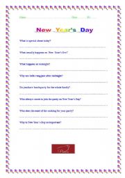 English Worksheet: New Years Day