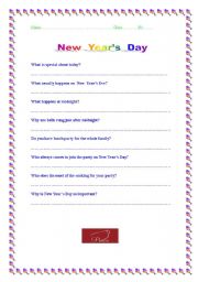 English worksheet: New Years Day