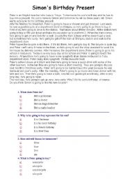 English Worksheet: Reading exercise