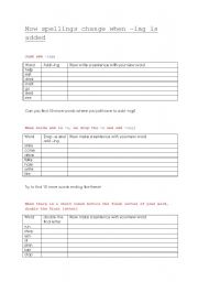 English worksheet: Adding -ing 