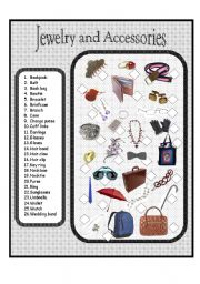 English Worksheet: Jewelry and Accessories