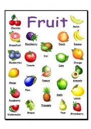 English Worksheet: Fruit