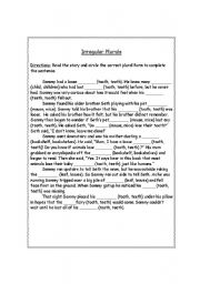 English Worksheet: Irregular plurals/ cloze reading