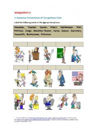 English Worksheet: Worksheet A : A Humorous Presentation of Occupations/Jobs