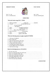 English worksheet: was were