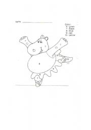 English worksheet: Color the Hippo