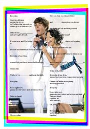 English Worksheet: High School Musical - Everyday