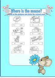 English Worksheet: Where is the mouse? /  Prepositions