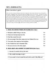 English worksheet: reading 