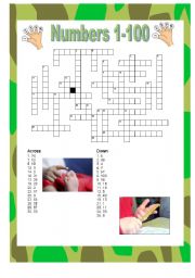 English Worksheet: Numbers-crossword