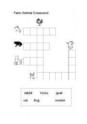 English worksheet: Farm Animal Crossword