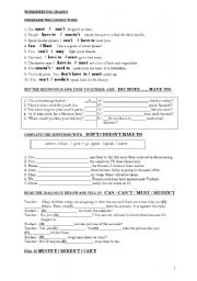 English Worksheet: modals