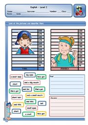 English Worksheet: DESCRIBING PEOPLE