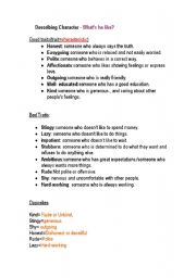 English Worksheet: describing people
