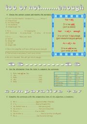 Comparing adjectives: too, enough, as...as, comparative degree