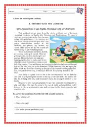 English Worksheet: A weekend with the Jacksons