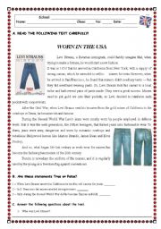 English Worksheet: WORN IN THE USA