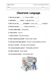 English Worksheet: classroom language
