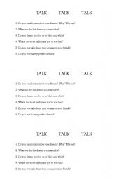 English Worksheet: dreams - speaking