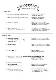 English Worksheet: Question Tags - theory