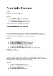 English Worksheet: present perfect continuous