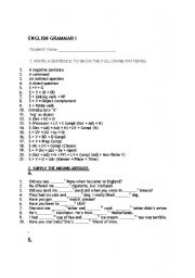 English Worksheet: grammar exercises part I