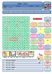 English Worksheet: NUMBERS AND AGE