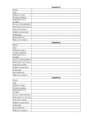 English worksheet: Personal Questions