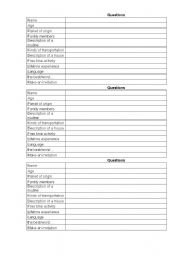 English Worksheet: Personal Questions