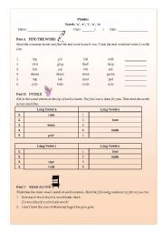 English worksheet: Phonics Supplementary Exercise