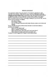 English worksheet: Design a holiday!