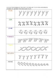 English worksheet: Numbers and colors