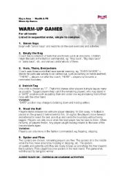 English Worksheet: Warm - up Games