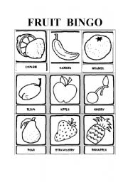 English worksheet: fruit bingo