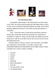 English Worksheet: The Walt Disney Story