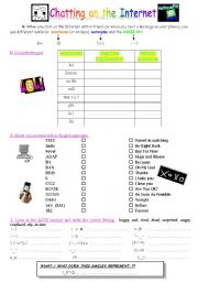 English Worksheet: CHATTING ON THE INTERNET - symbols (smiley, acronyms...)- The netiquette