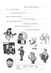 English Worksheet: Jobs and places of work - Present simple - WORK