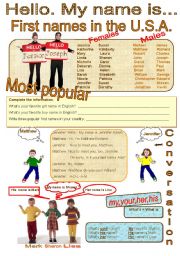 English Worksheet: Hello. My name is