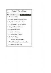 English Worksheet: he,she,we,the