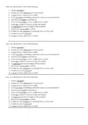 English Worksheet: Dictionary Skills 3