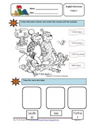 English Worksheet: Family WS for first year