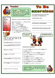 English Worksheet: TO BE  exercises