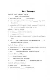 English Worksheet: Homonyms