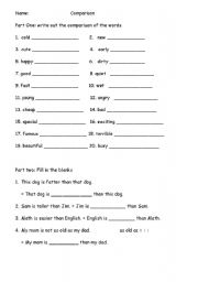 English worksheet: comparison