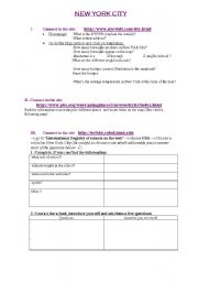 English worksheet: webquest NYC