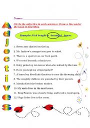 English worksheet: adjectives