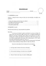 English worksheet: past simple exam