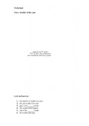 English Worksheet: months of 2009