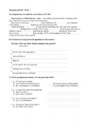 English Worksheet: past form of to be